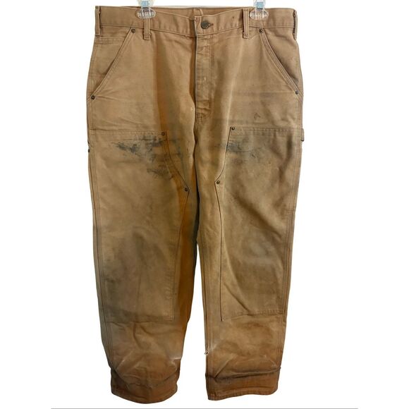 Vintage Thrashed Double Knee Carhartt. Size 36x30 - Picture 1 of 8